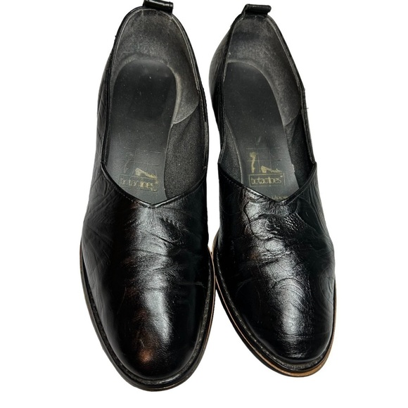 Tic tac toes Black Leather Embossed Loafers Sz 8 - Picture 1 of 12